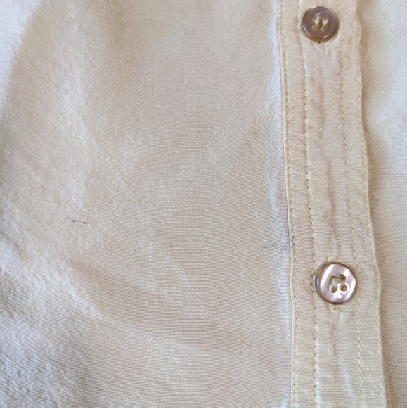 Diane Gilman 100% silk Yellow Long Sleeve Button Down Shirt Size Medium - Picture 7 of 10